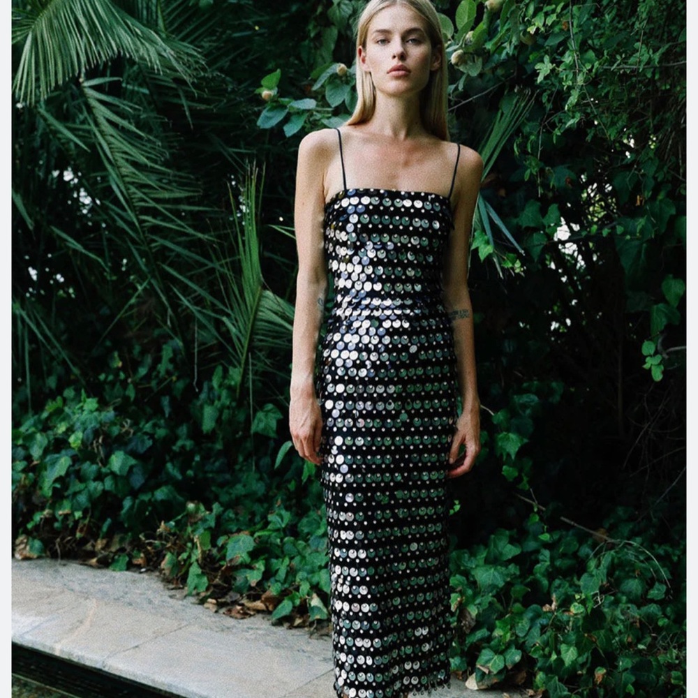 The New Arrivals by Ilkyaz Ozel Phoenix Sequined Midi Slip Dress NWT size 40 DE
